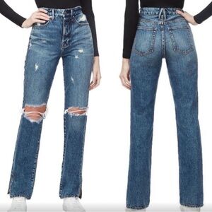 Good American Distressed Straight Leg Jeans